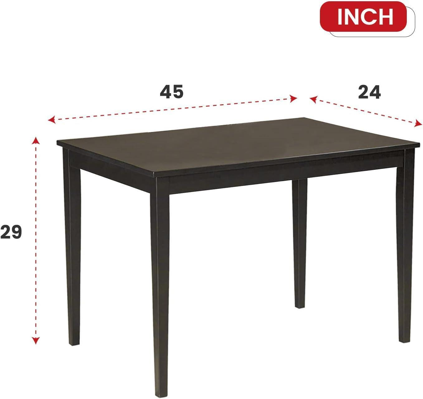 Espresso Finish Rectangular Solid Wood Dining Table Four Seater
