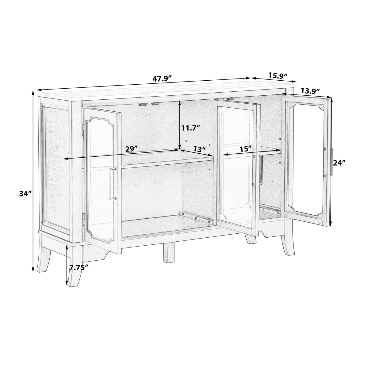 Storage Cabinet for Living and Dining Room