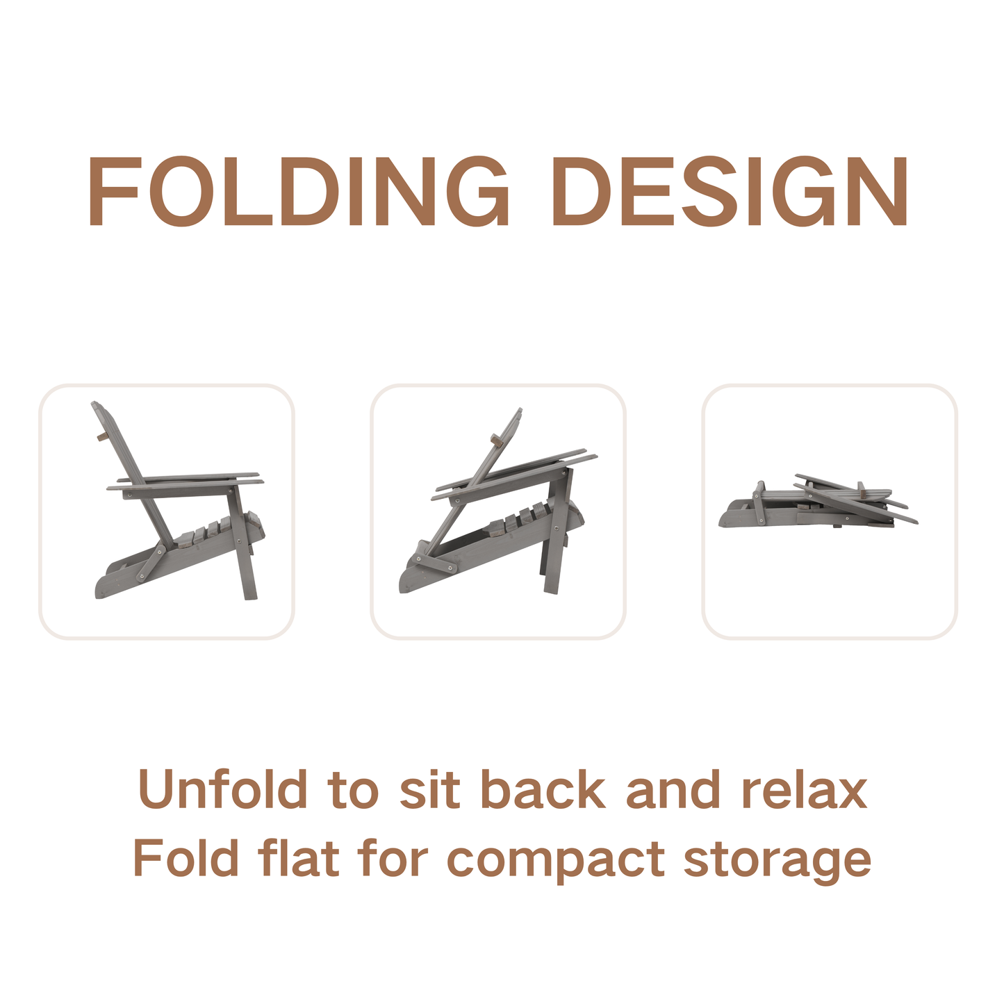 Outdoor Wooden Folding Adirondack Chair Set of 2