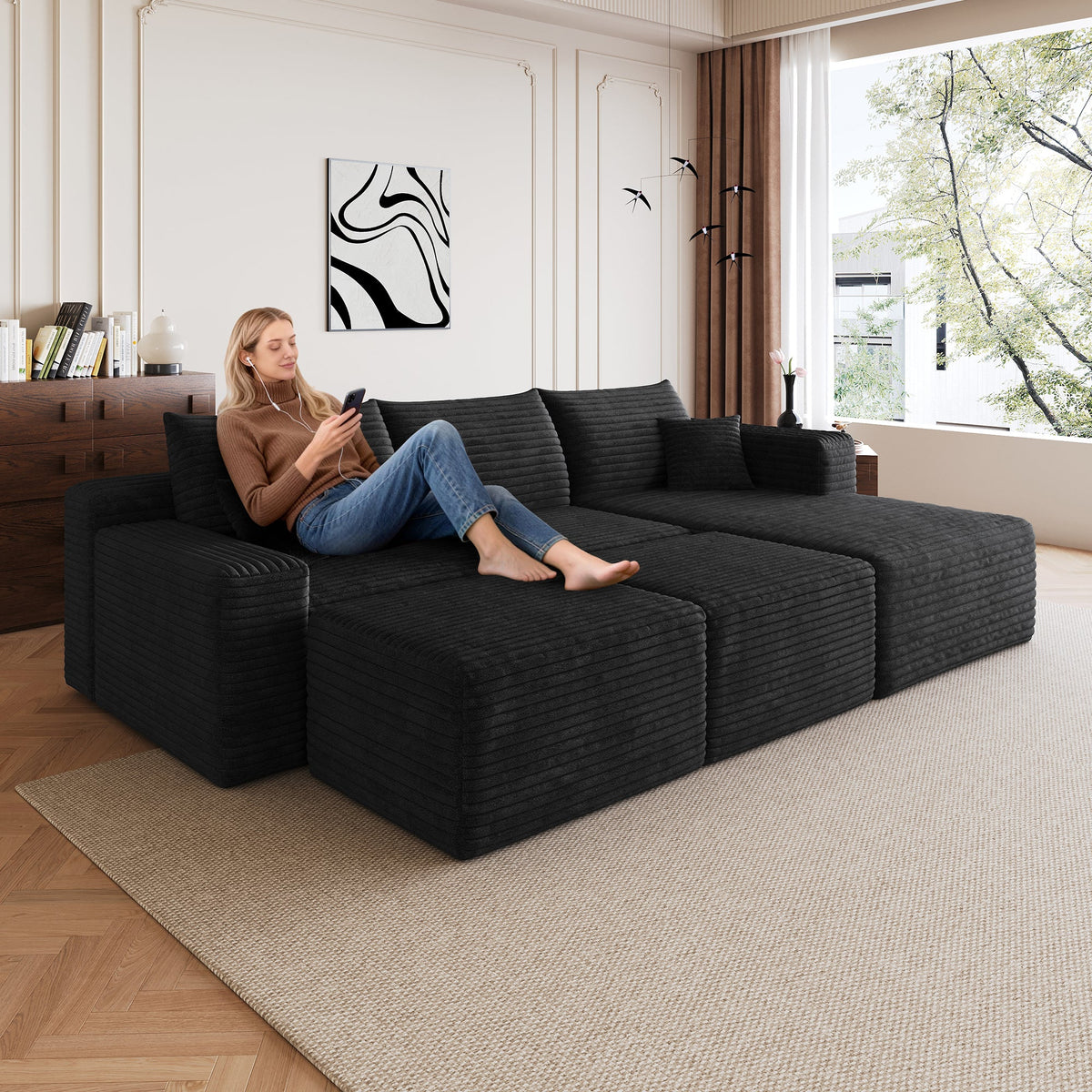95" Cloud Sectional Sofa with 2 Ottoman