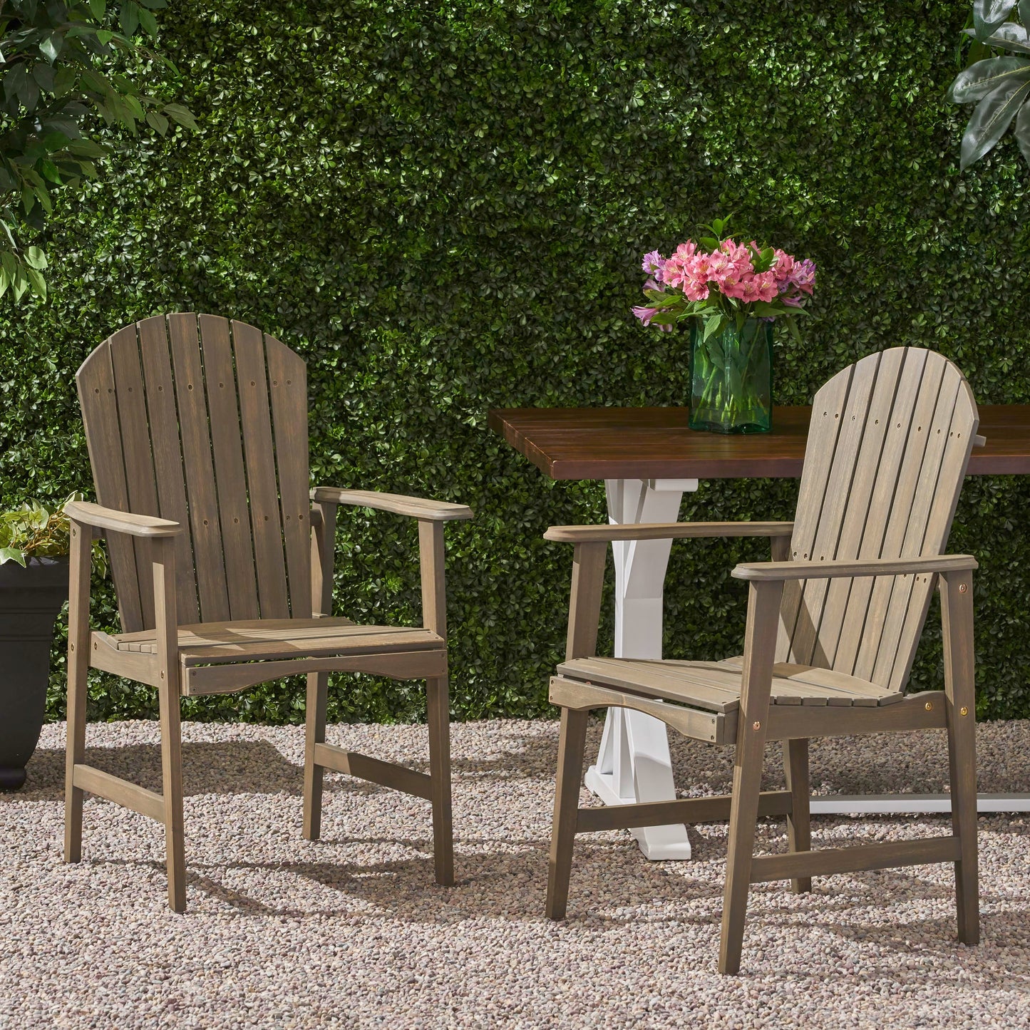 Outdoor Weather Resistant Acacia Wood Adirondack Dining Chairs