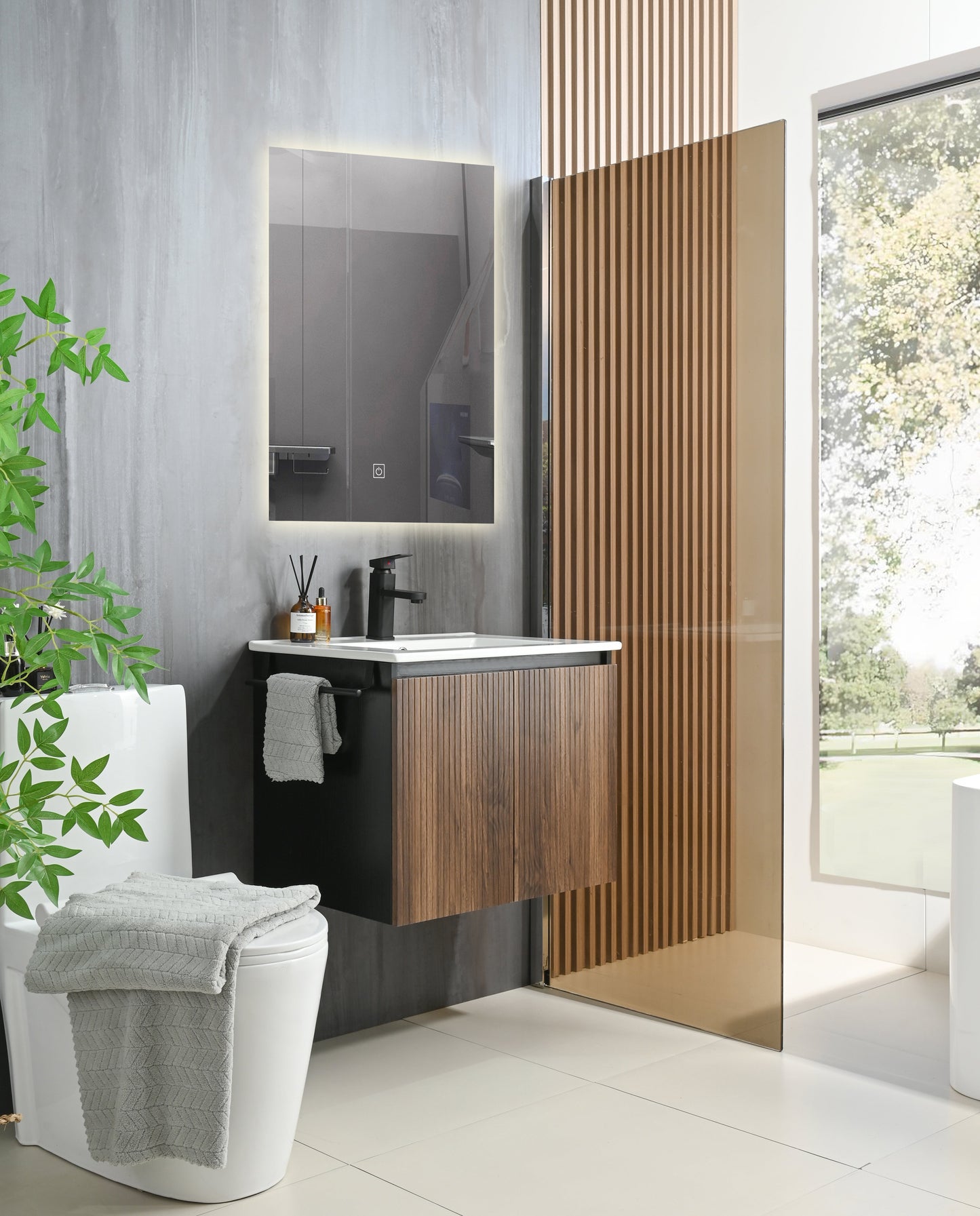 Goodyo 24" Wall-Mount Bathroom Sink Vanity Floating Storage Cabinet
