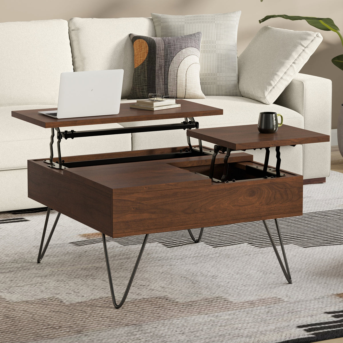 Hunter 32 Inch Wide Solid Wood Lift Top Square Coffee Table