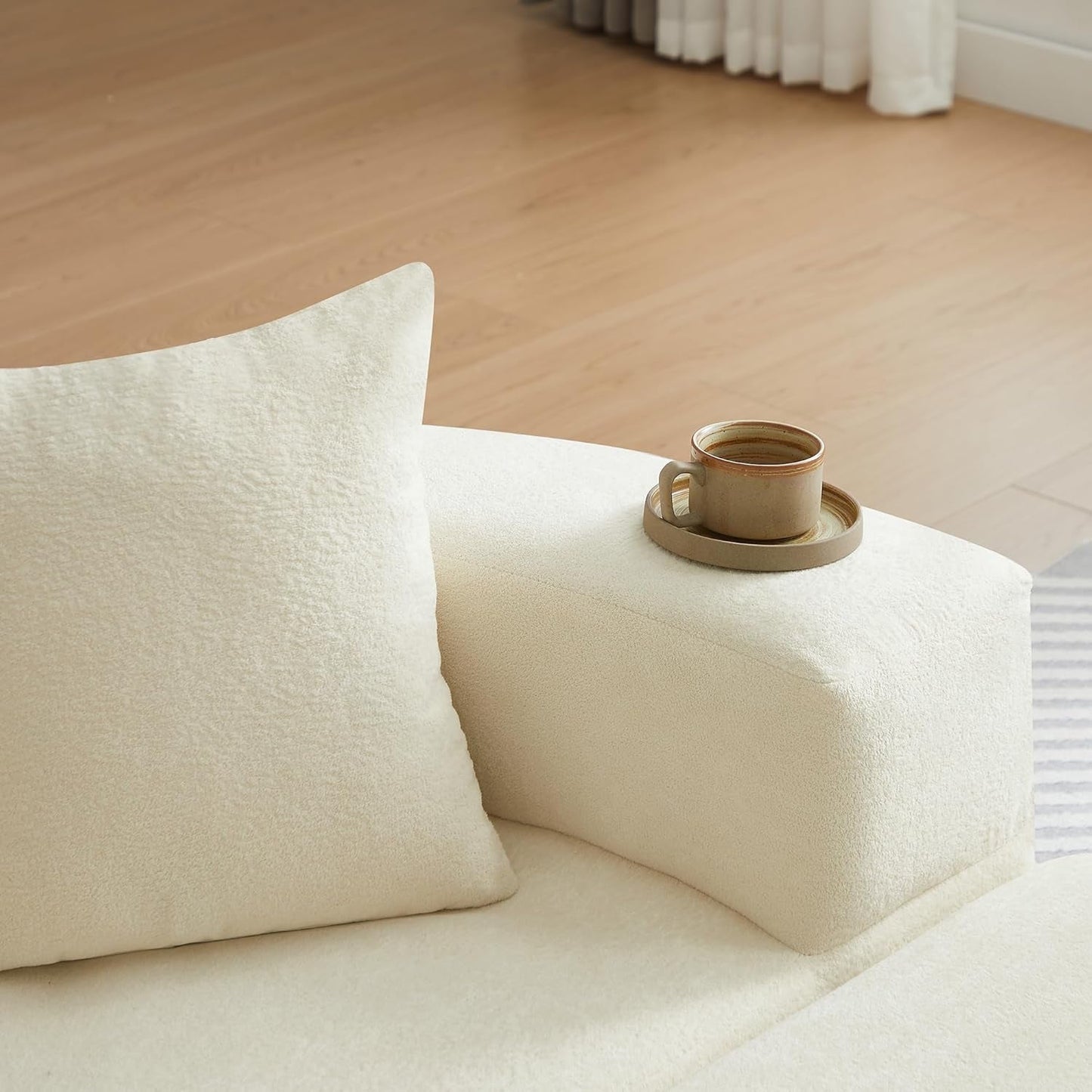 Beige 71Inch Convertible Sleeper Sofa Bed Upholstered