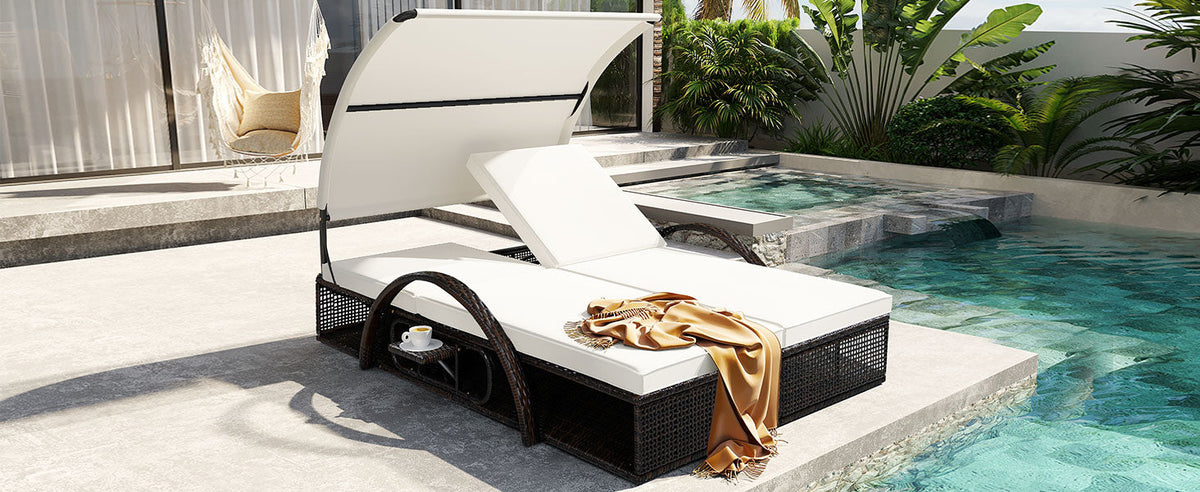 U_STYLE Outdoor Steel Frame Sun Lounger