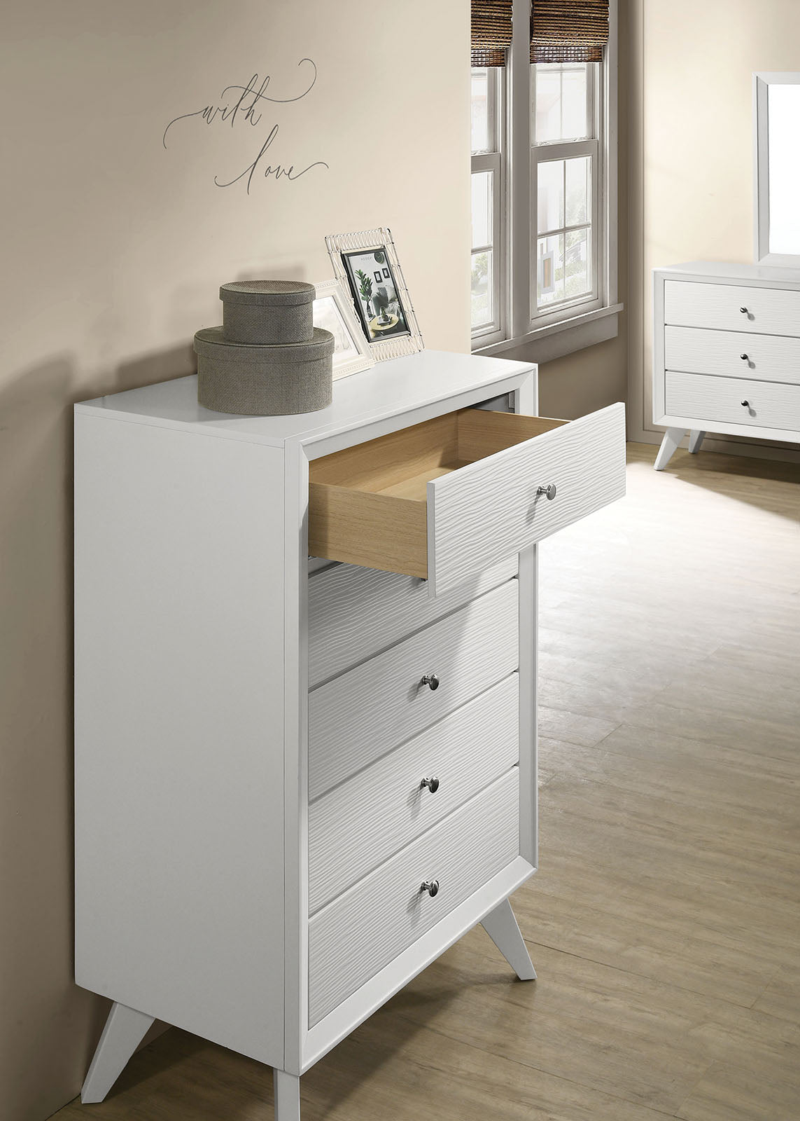 Contemporary Style 1pc Chest with Wave Texture