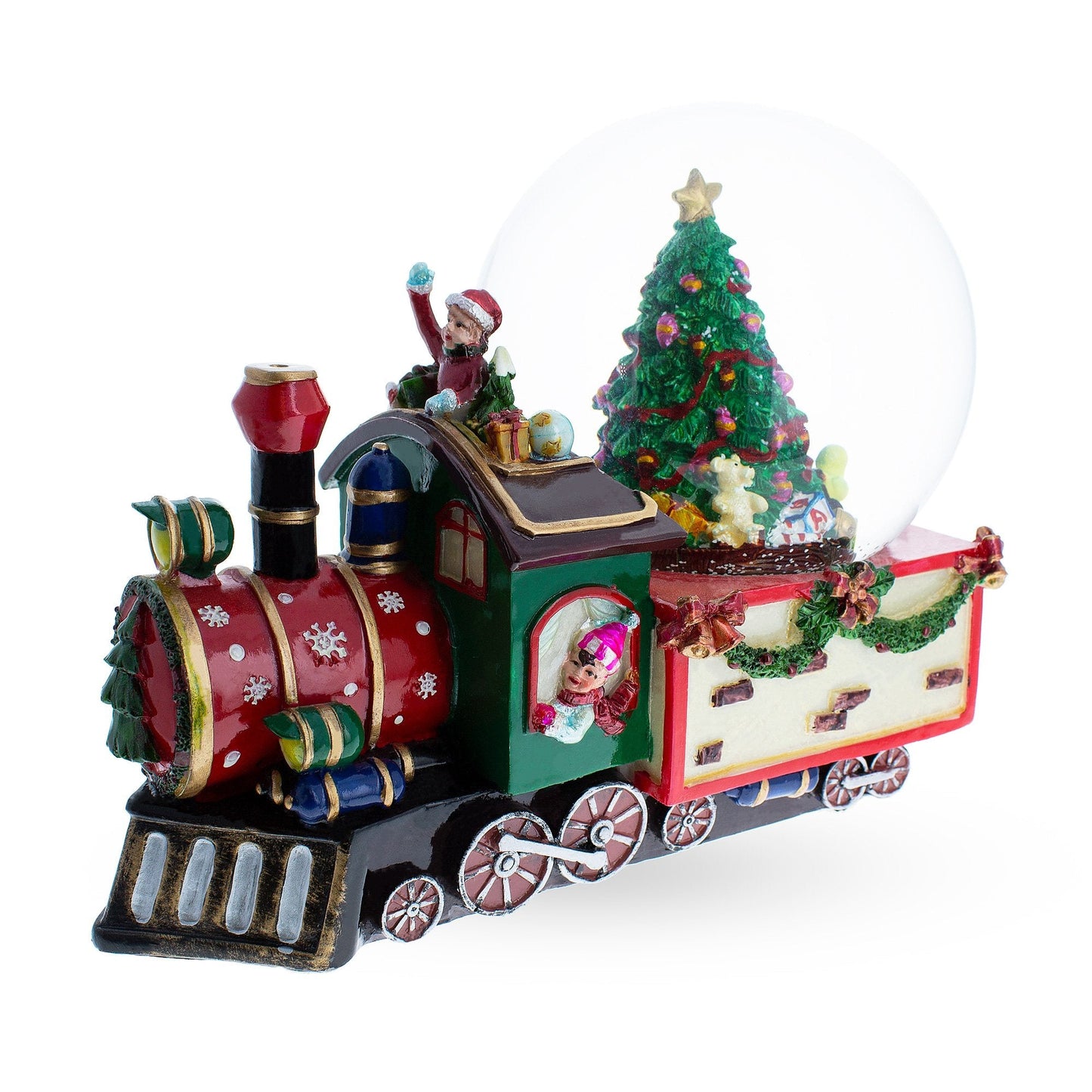 Children Riding Train Musical Water Snow Globe