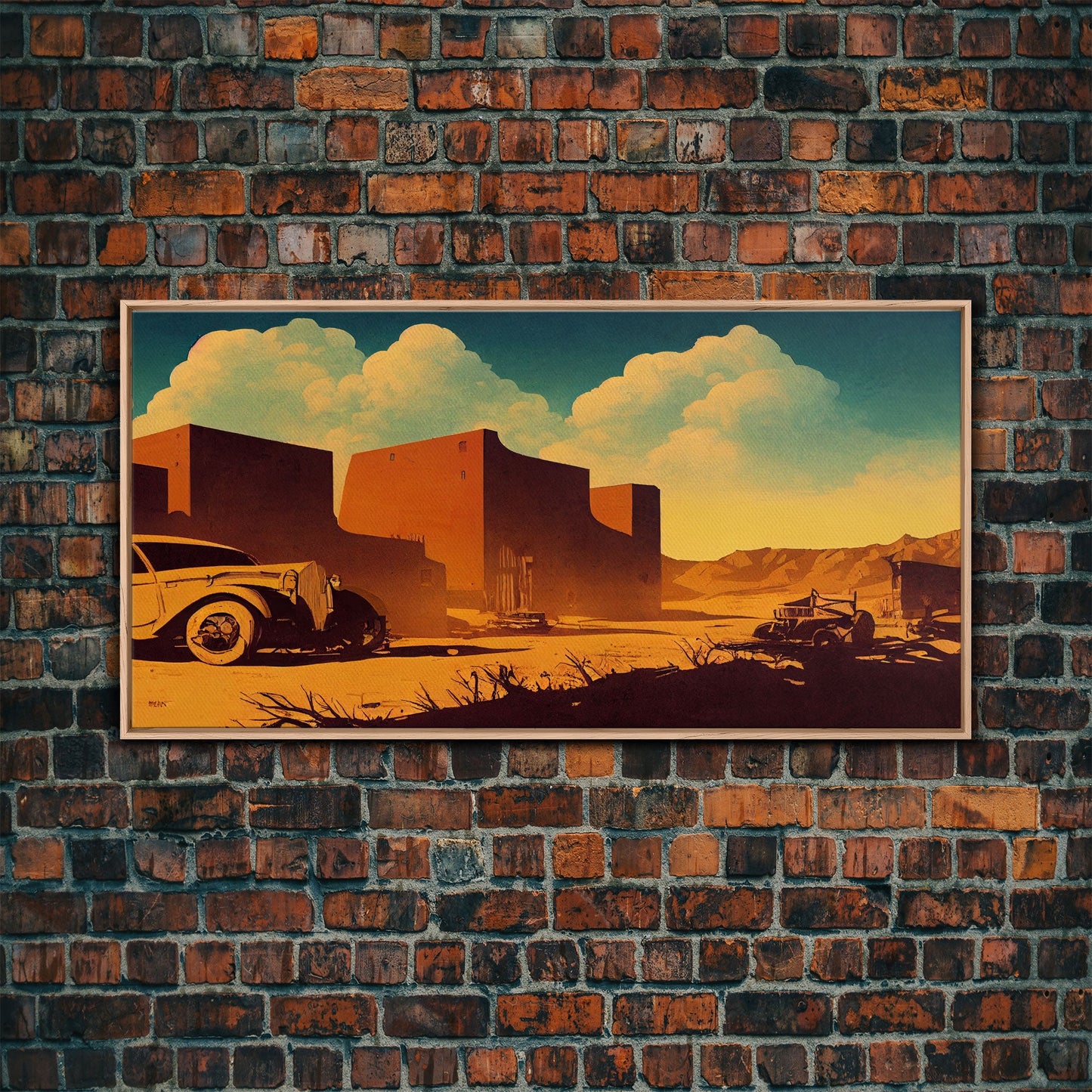 Abandoned Art, 1940s Abandoned pueblo style villa, Wall Decor, Ready To Hang Framed Canvas Print, Oversize Wall Art