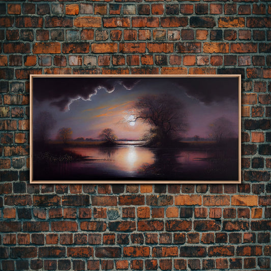 Dark Moody Landscape Painting, Canvas Print, Framed Wall Art, Wall Decor, Vintage Style Art, Vintage Wall Art, Antique Reproduction Art