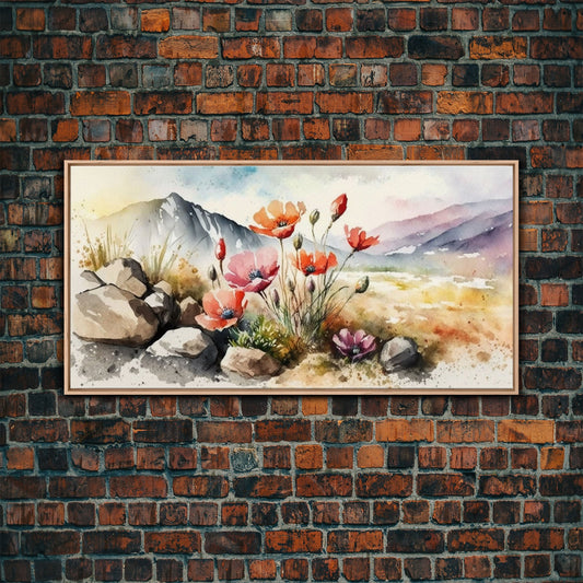 Rustic Farmhouse Decor, Framed Canvas Print, Floral Watercolor Painting, Flower Art, Flower Painting, Entry Room Painting, Gift For Mom