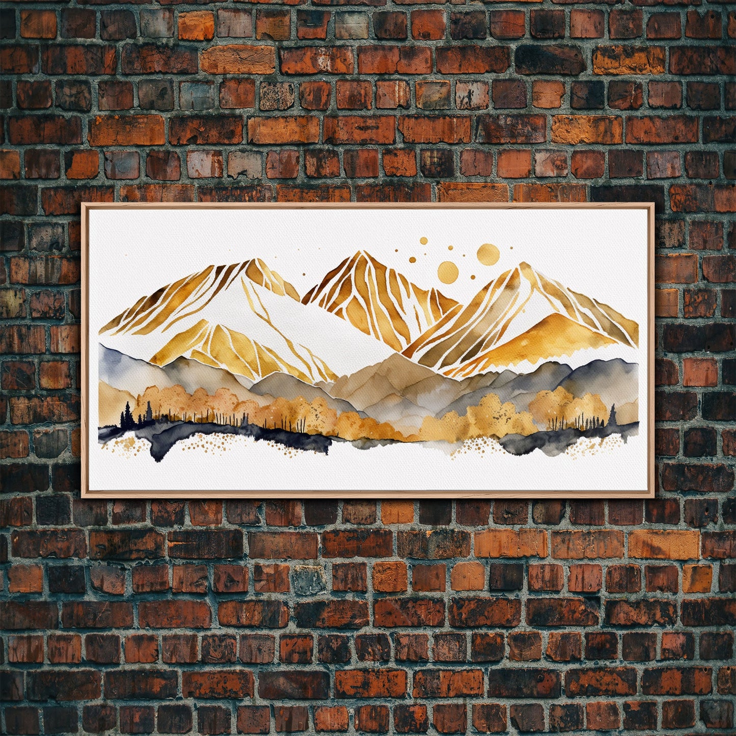 Golden Mountains Wall Art, Framed Canvas Print, Wall Decor, Mountain View, Smokey Mountain, Housewarming Gift, Mountain Painting