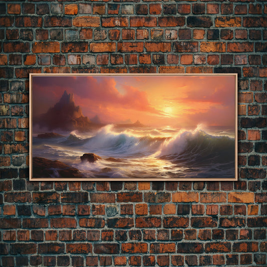 Seascape Art, Cliffs of Scottland, Framed Canvas Print, Landscape Painting, Seascape Painting, Beach Wall Art, Coastal Wall Art, Modern Art