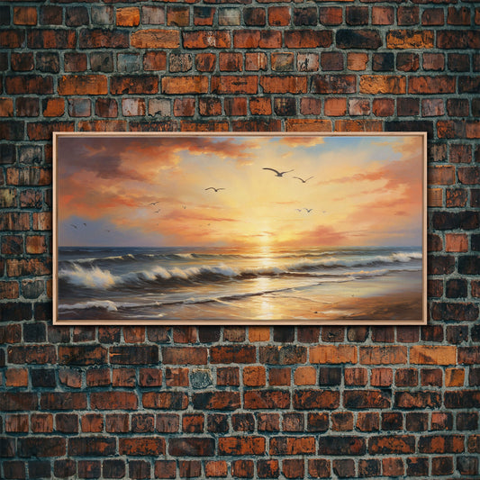 Watercolor Beach Canvas Print Coastal Seashore Original Painting Seaside Cottage Wall Decor Prints Giclee, Lake Life Art, Sunset Painting
