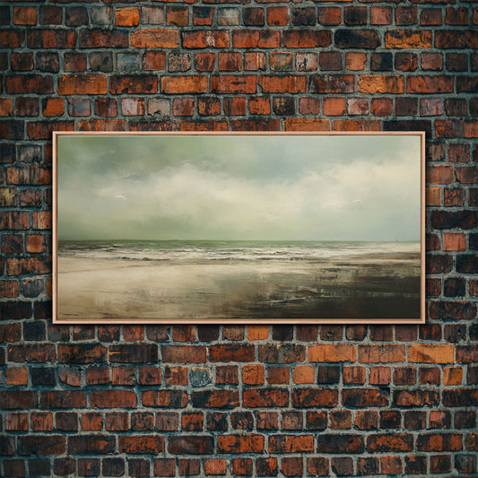 Landscape Oil Painting Canvas Print Wall Art, Nature Framed Large Gallery Art, Minimalist Art, Ready To Hang, Moody and Drab Art