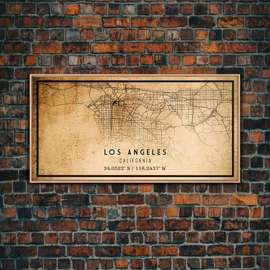 Los Angeles Vintage Map Print | Los Angeles Map | California Map Art | Los Angeles City Road Map Poster | Distressed / Retro LA Street Art