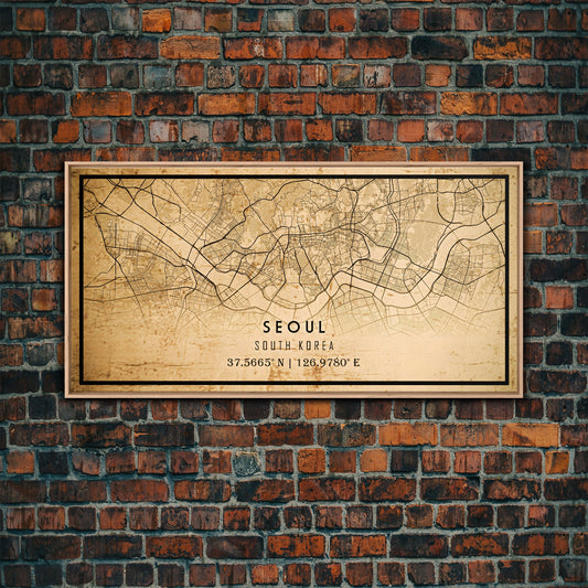 SEOUL South Korea map Canvas Print Vintage Style Hometown City Print Modern Home Decor Office Decoration Wall Art Dorm Bedroom Gift Poster