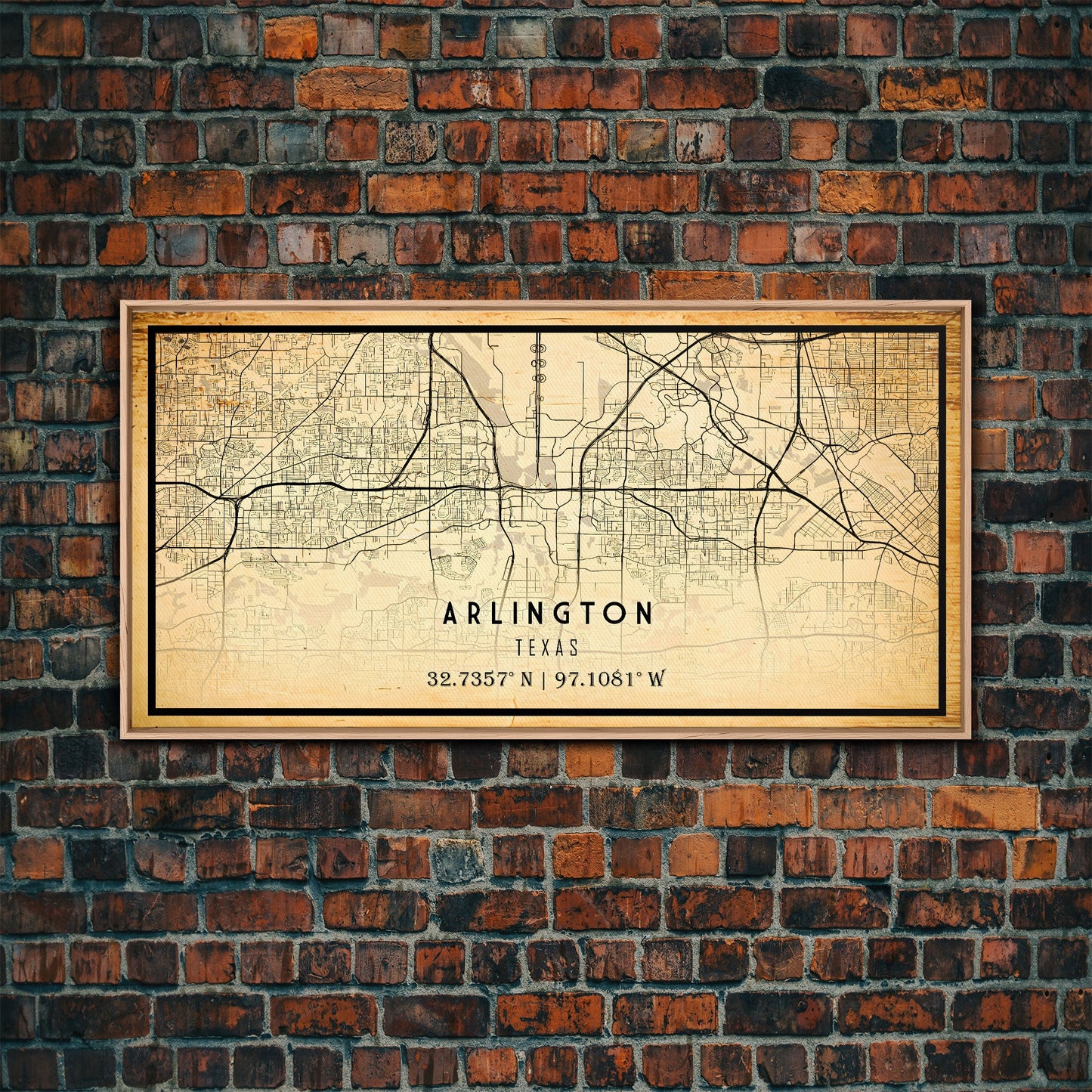 Arlington Texas map print poster or framed canvas, Arlington map print poster canvas, Texas city map print poster canvas, Vintage Travel Art