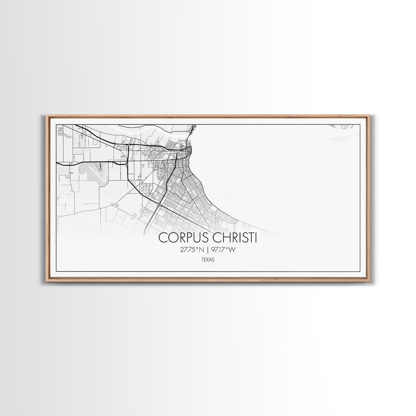 Corpus Christi Street Map, Texas Map, Map Print, Minimalist Art, Wall Art, Canvas Art, Homeschool Gifts, College Dorm Décor, Tiny Home Décor