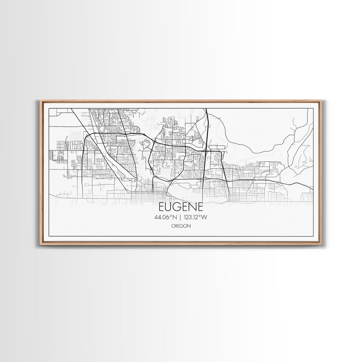 Eugene Street Map, Oregon Map, Map Art, Minimalist Art, Wall Art, Canvas Art, Newlywed Gift, Bar Wall Décor, Rustic Home Décor, Couples Gift