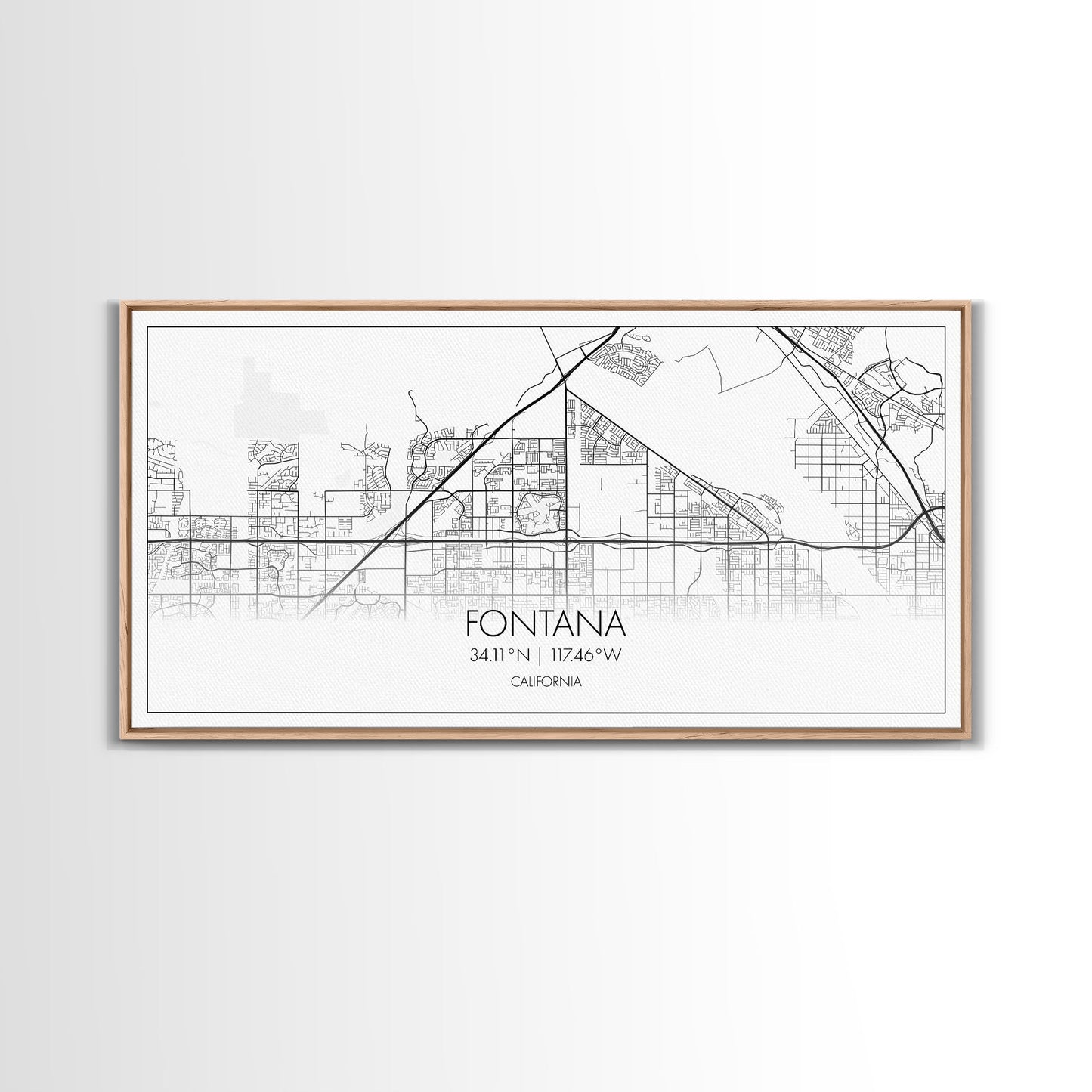 Fontana Street Map, California Map, Map Art, Minimalist Art, Wall Art, Canvas Art, Gift For Couples, Game Room Prints, Above Bed Décor