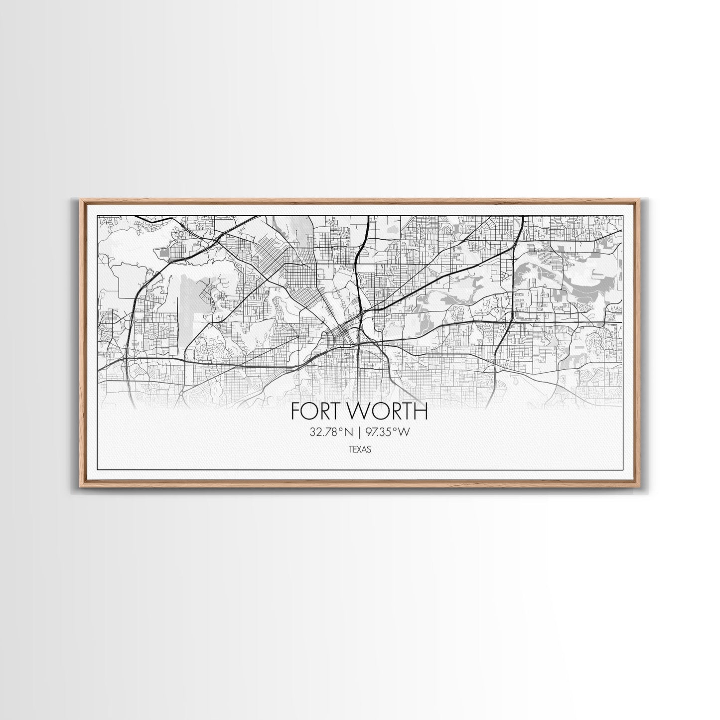 Fort Worth Map, Texas Map, Map Art, Minimalist Art, Wall Art, Canvas Art, Lake House Décor, RV Wall Décor, Birthday Gift, Office Wall Print