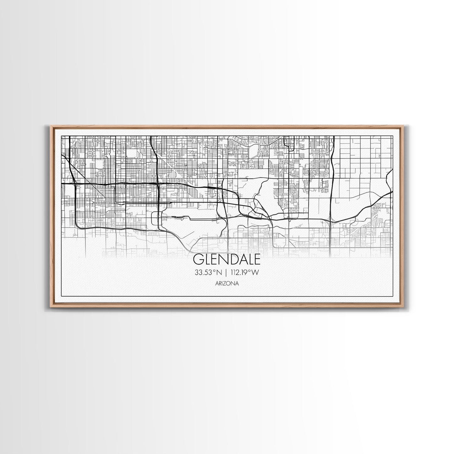 Glendale City Map, Arizona Map, Map Art, Minimalist Art, Wall Art, Canvas Art, Cabin Wall Décor, Entryway Décor,  Room Décor, Gifts For Her