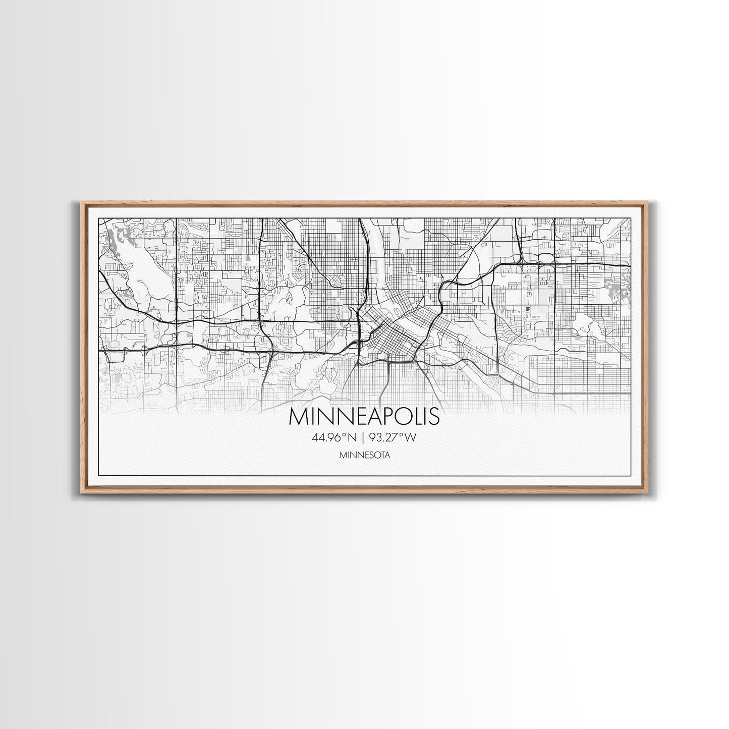 Minneapolis City Map, Minnesota Map, Map Art, Minimalist Wall Art, Wall Art, Canvas Art, Dorm Room Décor, Home Décor Wall Art, Gift For Dad