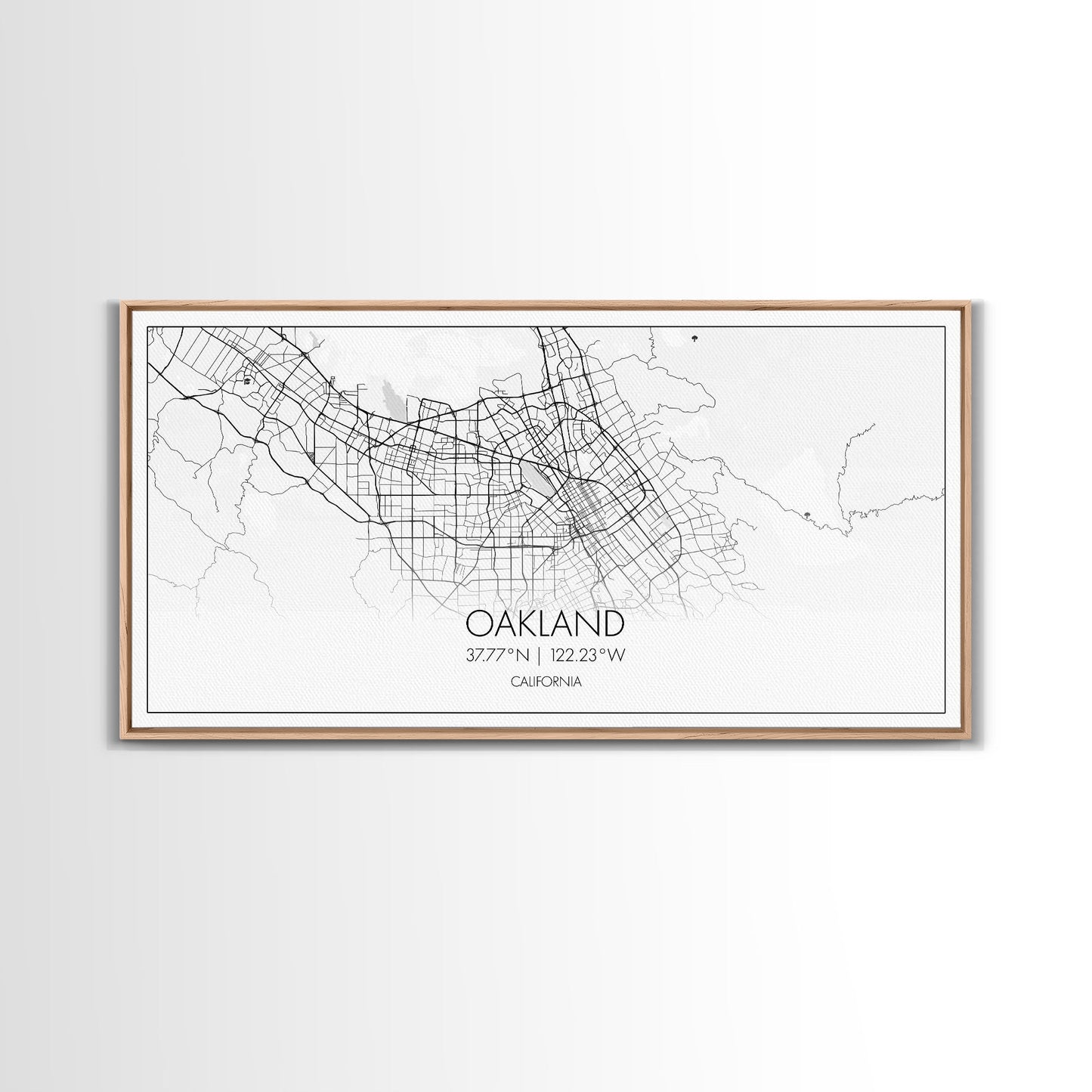 Oakland City Map, California Art, Map Print, Minimalist Wall Art, Wall Art, Canvas Art, Teen Room Art, Dorm Room Art, Graduation Gift