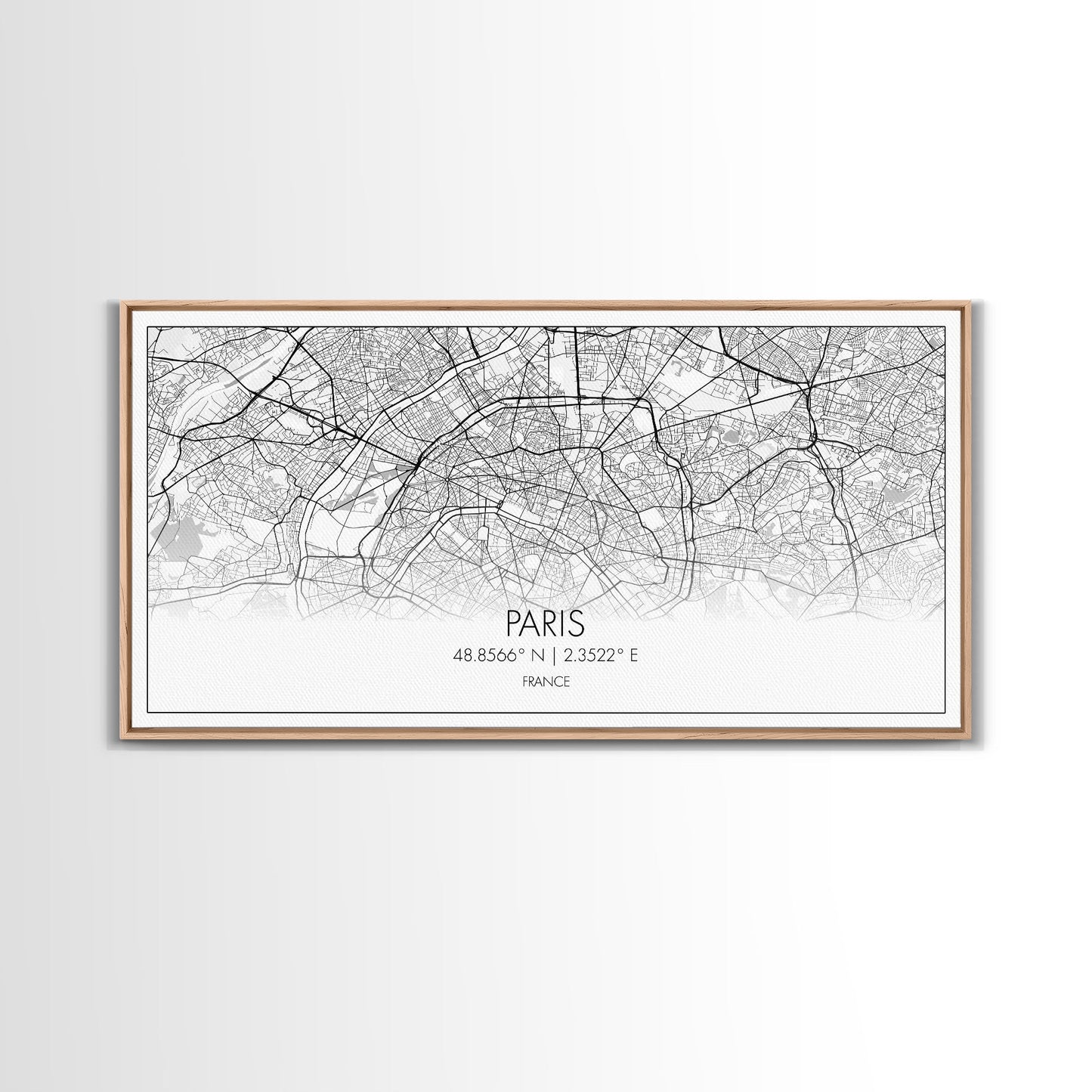 Paris City Map, France Art, Map Print, Minimalist Wall Art, Wall Art, Canvas Art, European Art, Dorm Room Wall Art, Gift For Traveler