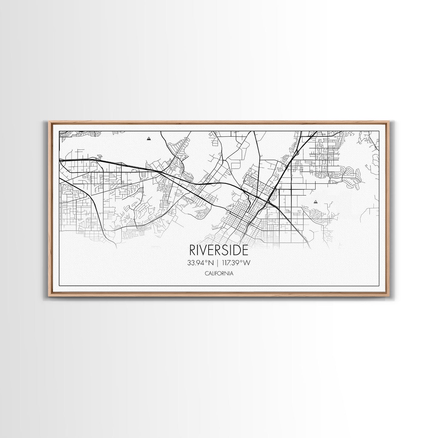 Riverside City Map, California Art, Map Print, Minimalist Wall Art, Wall Art, Canvas Art, Dorm Room Décor, Gift For Husband, Cabin Wall Art