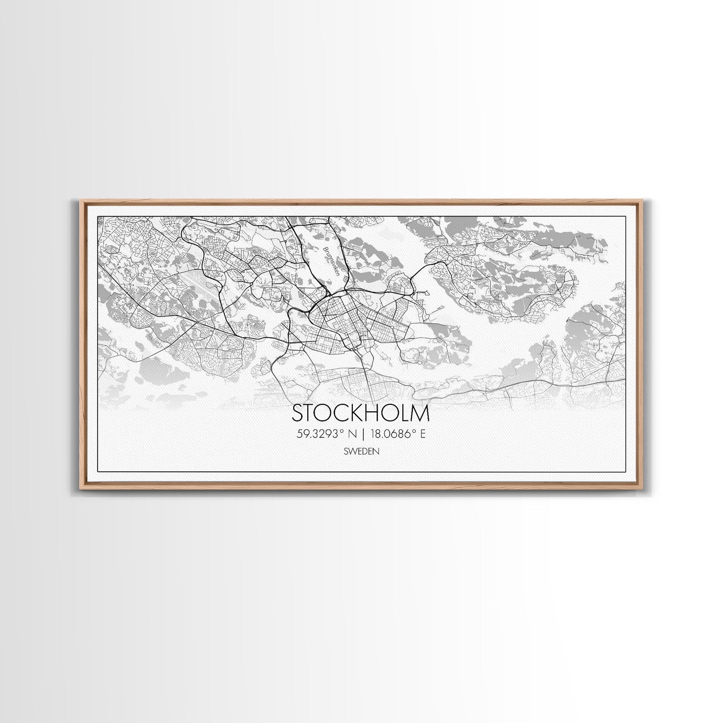 Stockholm City Map, Sweden Art, Map Print, Modern Wall Art, Wall Art, Canvas Art, Landscape Art Print, Gift For Family, Over Bed Wall Décor