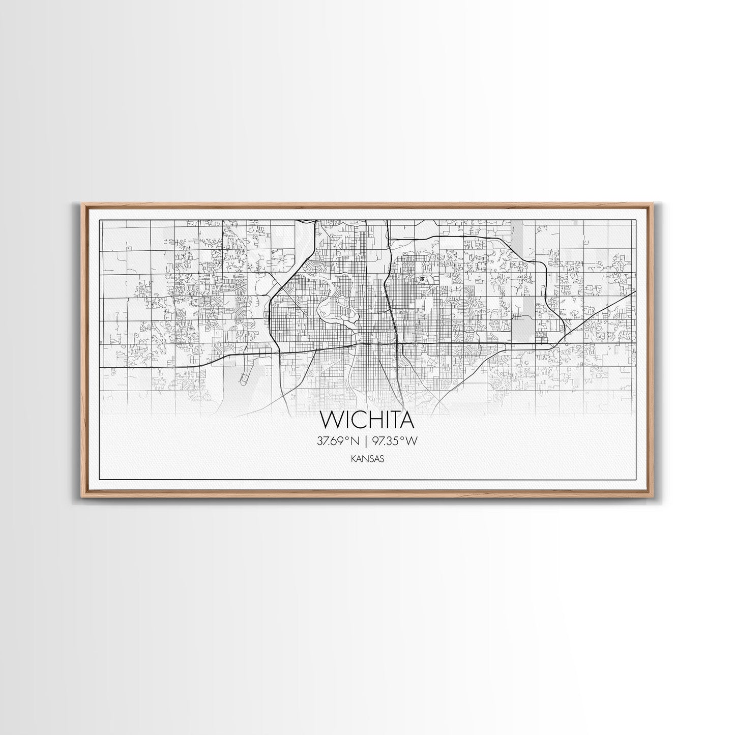 Wichita City Map, Kansas Art, Map Print, Modern Wall Art, Wall Art, Canvas Art, Best Friend Gifts, College Dorm Décor, Modern House Art