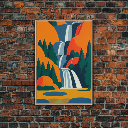 Surrealist Abstract Landscape Art, Framed Canvas Print, Painting With Frame Reprint, Colorful Wall Decor