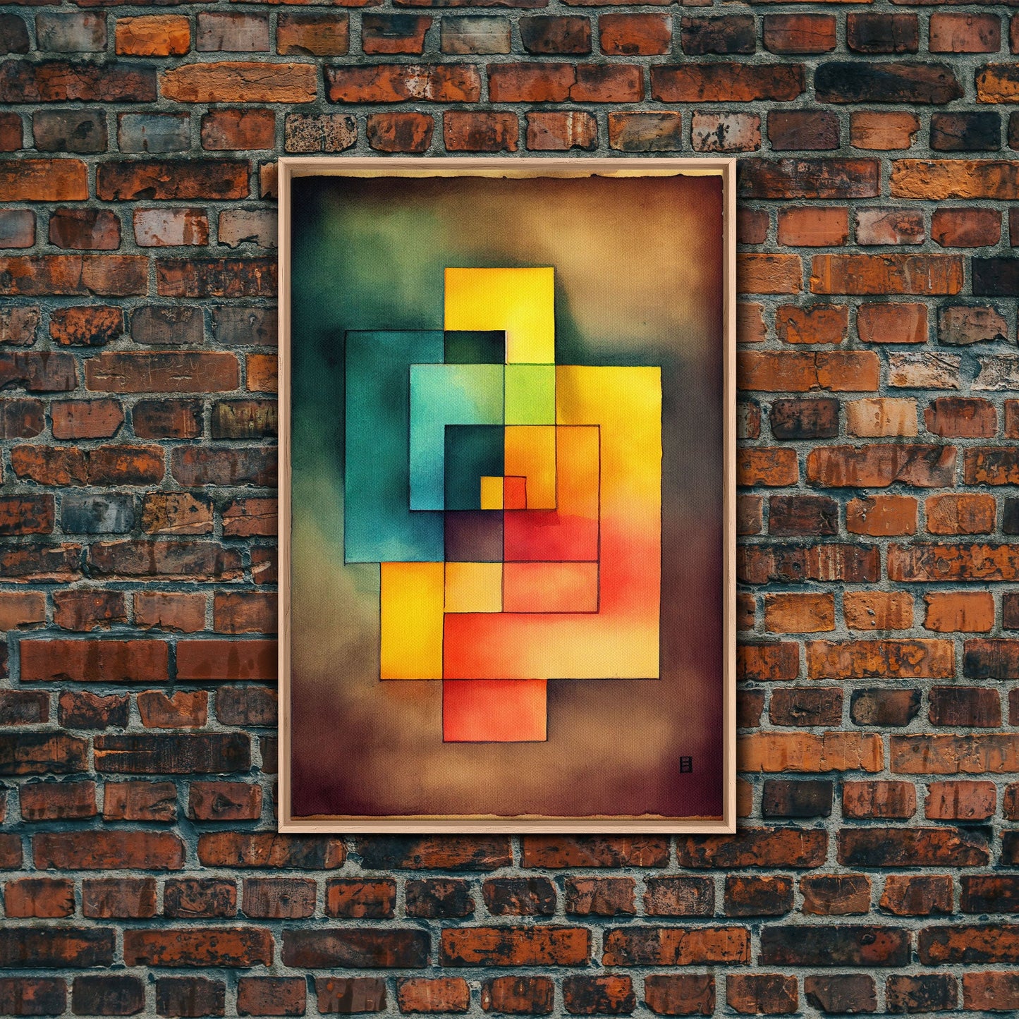 Framed Canvas Print Wall Art Set Color Blocks Abstract Shapes Illustrations Mid Century Modern Wall Art Boho Decor Abstract Wall Art