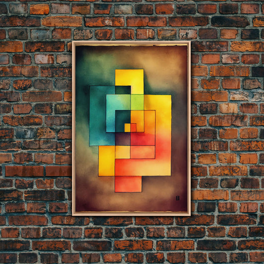 Framed Canvas Print Wall Art Set Color Blocks Abstract Shapes Illustrations Mid Century Modern Wall Art Boho Decor Abstract Wall Art