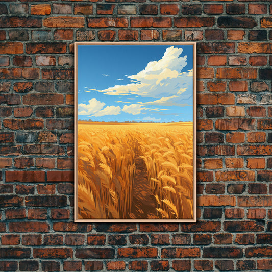 Farm Wall Print, Wheat Feld Wall Art. Countryside Art, Canvas Print, Wall Art, Vertical Art, Couple Gift, Ranch Wall Art, Bedroom Prints