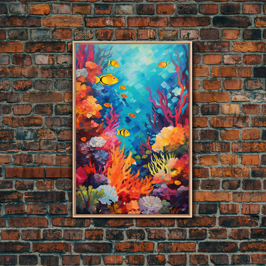 Nautical Wall Art, Under The Sea, Canvas Print, Wall Art, Vertical Art, Ocean Nursery Art, Living Room Prints, Entryway Prints, Office Print
