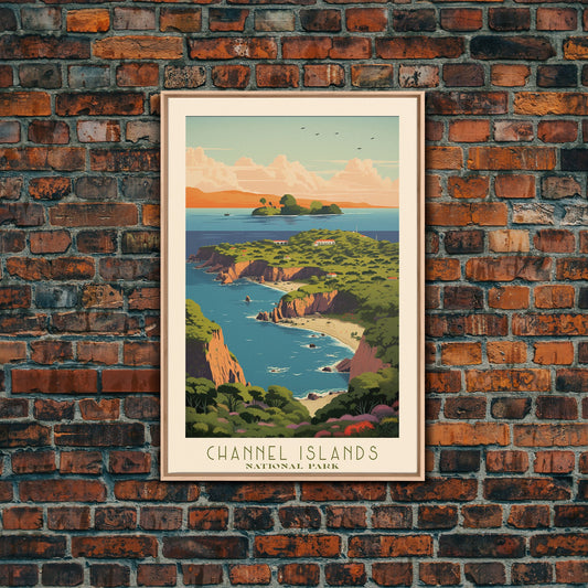 Channel Islands National Park California Travel Art, National Park Print, Minimalist Travel Art, Midcentury Modern Style Landscape Painting