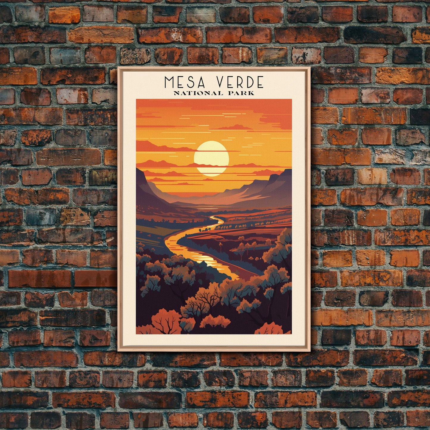 Mesa Verde National Park Colorado Travel Art, National Park Print, Minimalist Travel Art, Midcentury Modern Style Landscape Painting