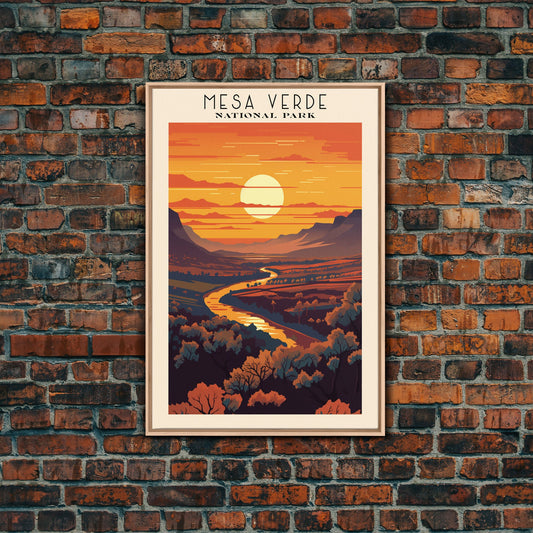 Mesa Verde National Park Colorado Travel Art, National Park Print, Minimalist Travel Art, Midcentury Modern Style Landscape Painting