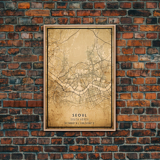 Seoul City Vintage Map Print, Custom Map, Custom Map Art, Custom City Road Map Poste, Vintage Gift, Custom Wall Art, Custom Office Decor