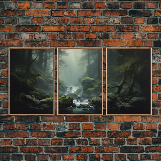 Framed Canvas Wall Art Set of 3 Green Tropical Jungle Floral Botanical Watercolor Painting Prints Modern Art Emerald Green Wall Decor