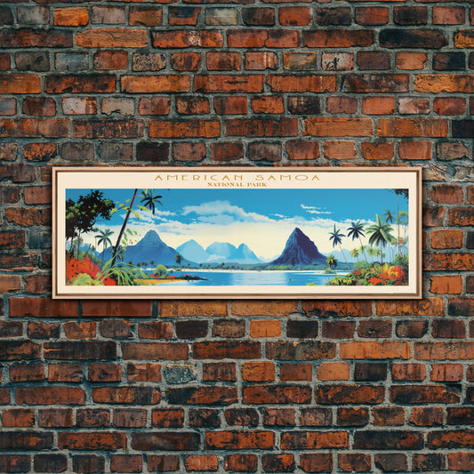 American Samoa National Park, Panoramic Samoa Travel Art, National Park Print, Minimalist Travel Art, Midcentury Modern Style Landscape