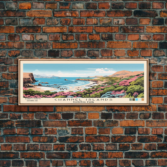 Channel Islands National Park Panoramic Travel Art, National Park Print, Minimalist Travel Art, Subdued Watercolor Painting Panoramic