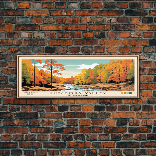 Cuyahoga Valley National Park Panoramic Ohio Travel Art, National Park Print, Minimalist Travel Art, Subdued Watercolor Painting Panoramic