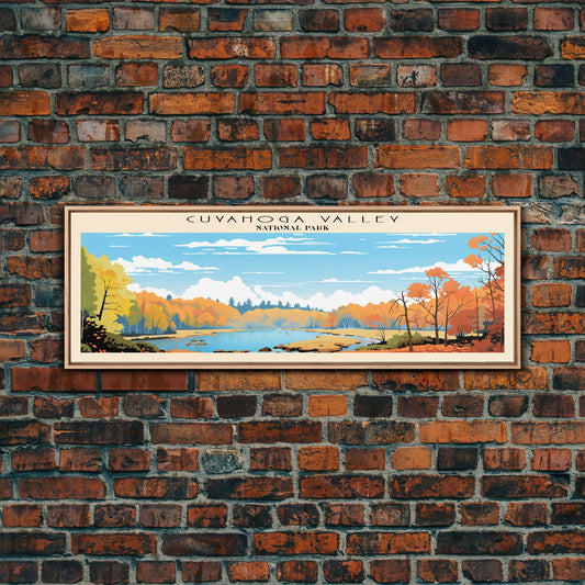 Cuyahoga Valley National Park Panoramic Ohio Travel Art, National Park Print, Minimalist Travel Art, Subdued Watercolor Painting Panoramic