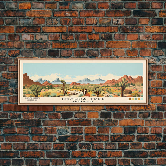 Joshua Tree National Park Panoramic California Travel Art, National Park Print, Minimalist Travel Art, Subdued Watercolor Painting Panoramic