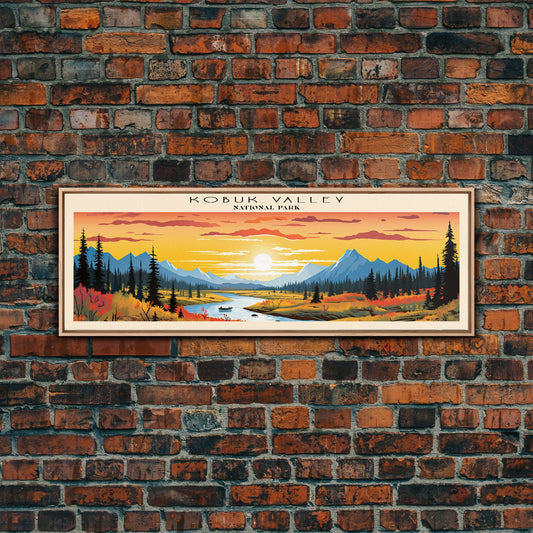 Kobuk Valley National Park Panoramic Alaska Travel Art, National Park Print, Minimalist Travel Art, Subdued Watercolor Painting Panoramic