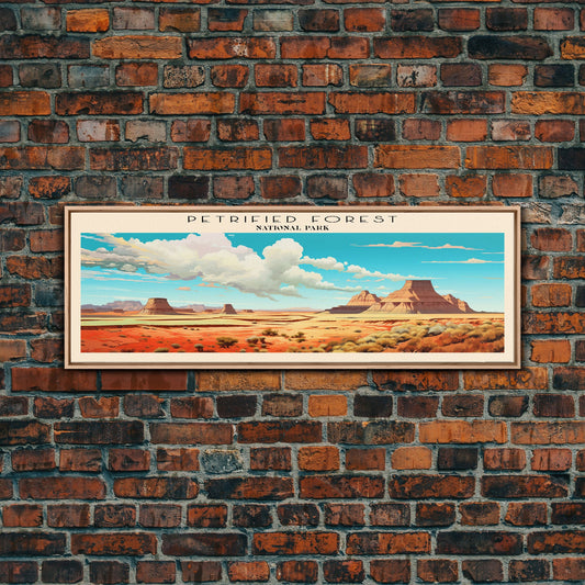 Petrified Forest National Park Panoramic Travel Art, National Park Print, Minimalist Travel Art, Subdued Watercolor Painting Panoramic