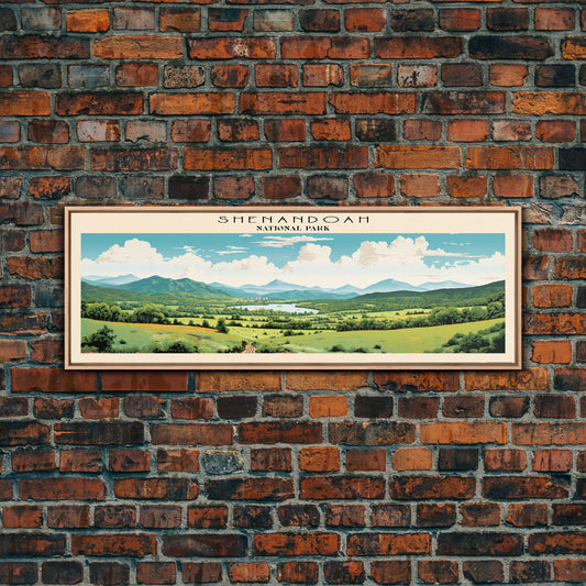 Shenandoah National Park Panoramic Virginia Travel Art, National Park Print, Minimalist Travel Art, Subdued Watercolor Painting Panoramic